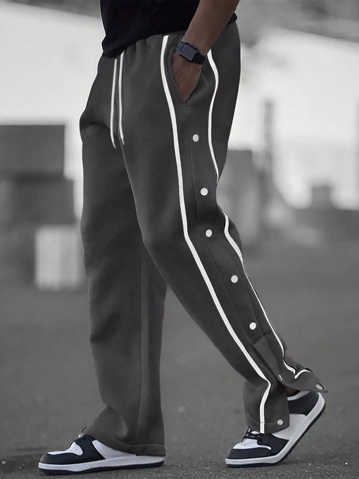 Men's Casual Sports Pants with Side Snap Buttons Lisslune