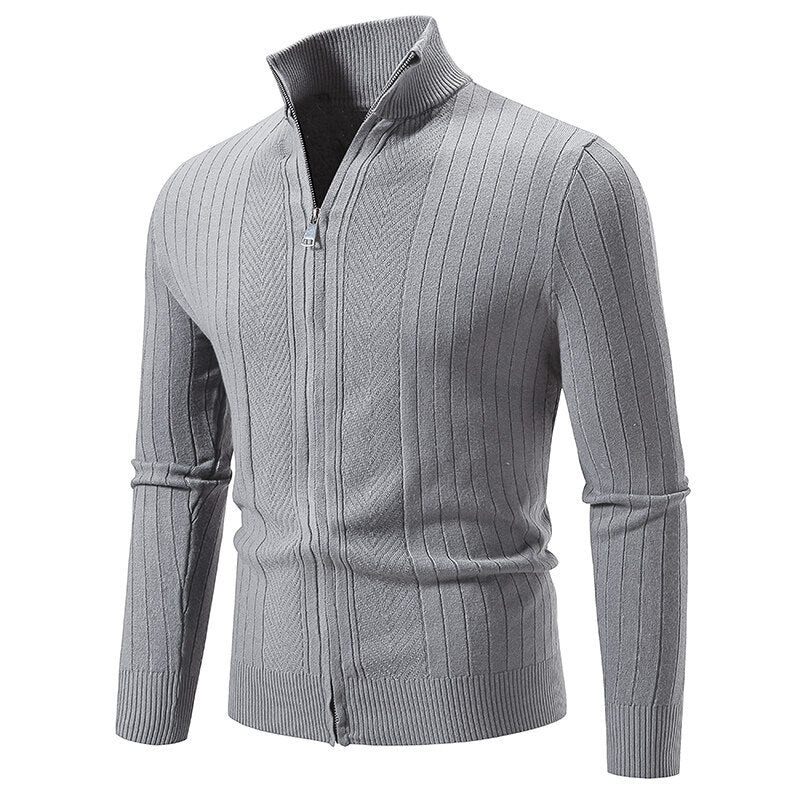 Men's knitted sweater with modern zipper and ribbed structure Lisslune