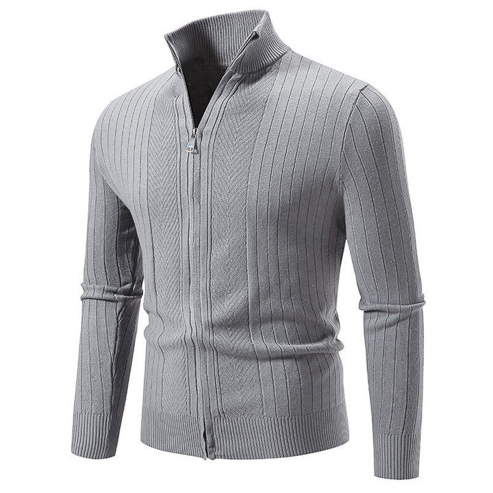 Men's knitted sweater with modern zipper and ribbed structure Lisslune