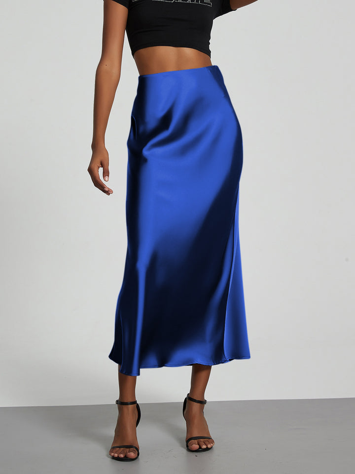 Damen Elegante und fließende Satin Maxiröcke Lisslune