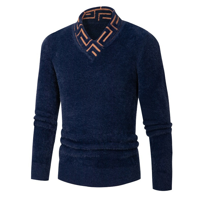 Men's fashionable sweater with stylish stand-up collar and textured design Lisslune