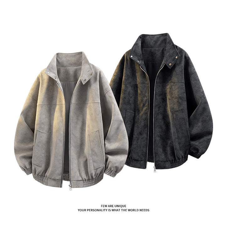 Men's Casual Oversized Jacket with High Collar and Elastic Waistband Lisslune