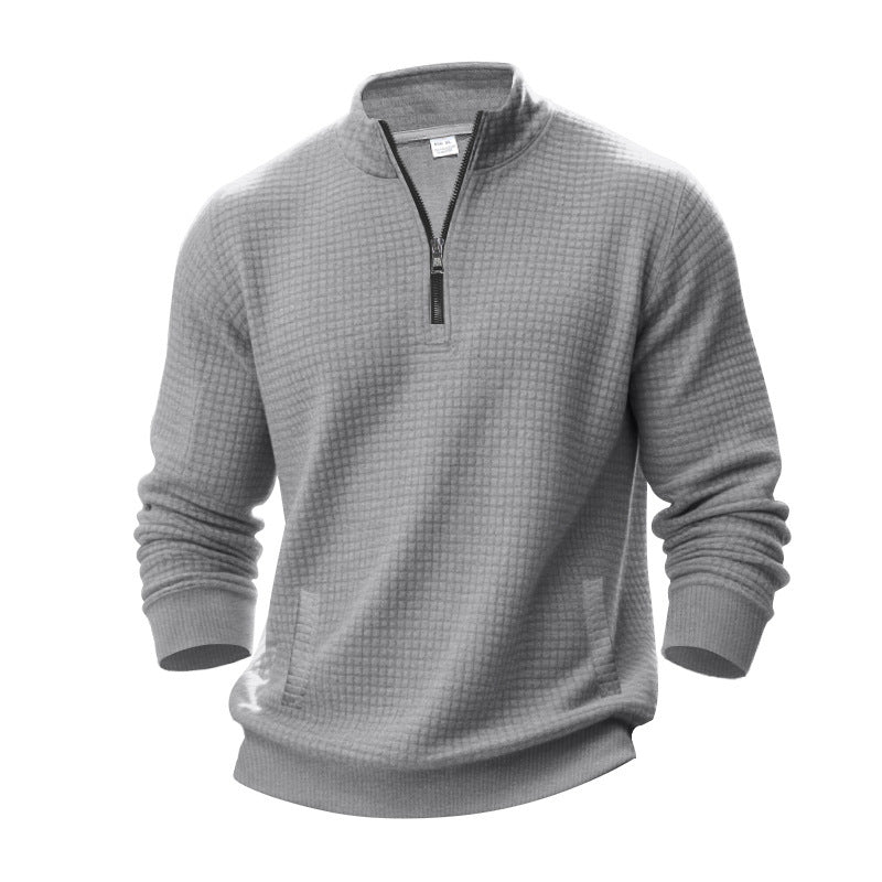 Men's quilted pullover with short zipper and textured design Lisslune