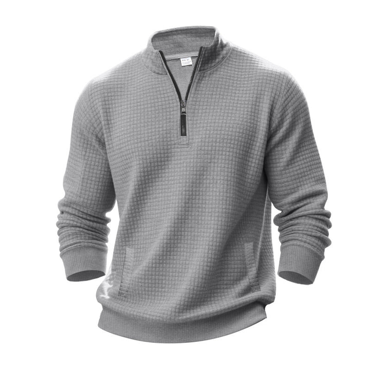 Men's quilted pullover with short zipper and textured design Lisslune