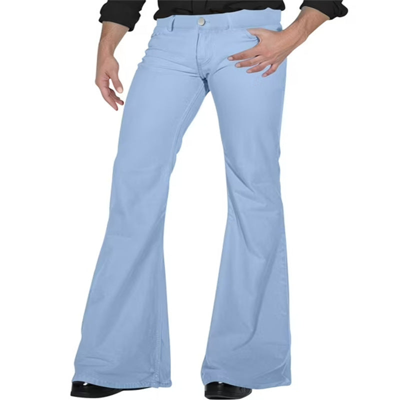 Men's fashionable flared pants with high waist and elastic material Lisslune
