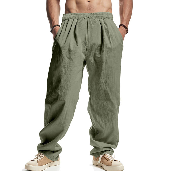Men's Comfortable Summer Pants with Elastic Waistband and Side Pockets Lisslune