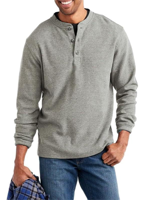 Men's long-sleeve shirt with decorative buttons and textured surface Lisslune