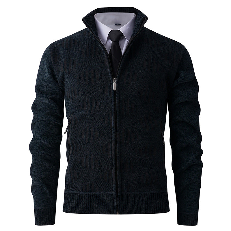 Men's cardigan with textured design and modern zipper Lisslune