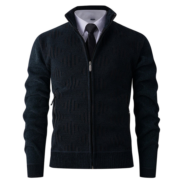 Men's cardigan with textured design and modern zipper Lisslune