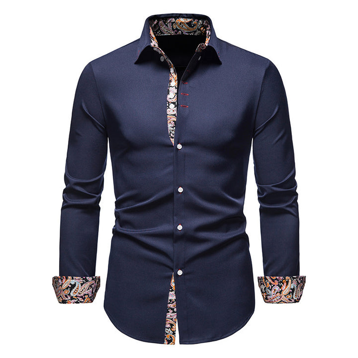 Men's long-sleeve shirt with modern paisley pattern and exclusive details Lisslune