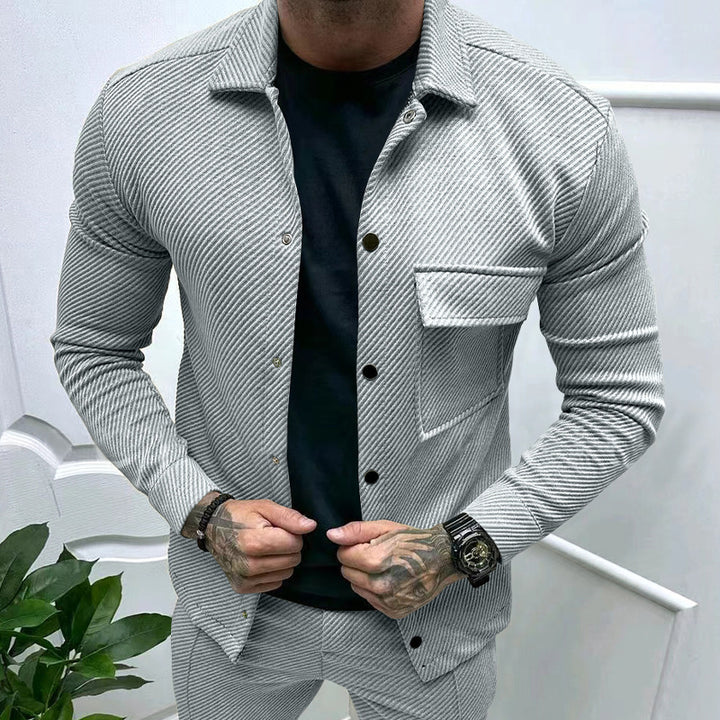 Men's casual jacket with striped design and practical pockets Lisslune