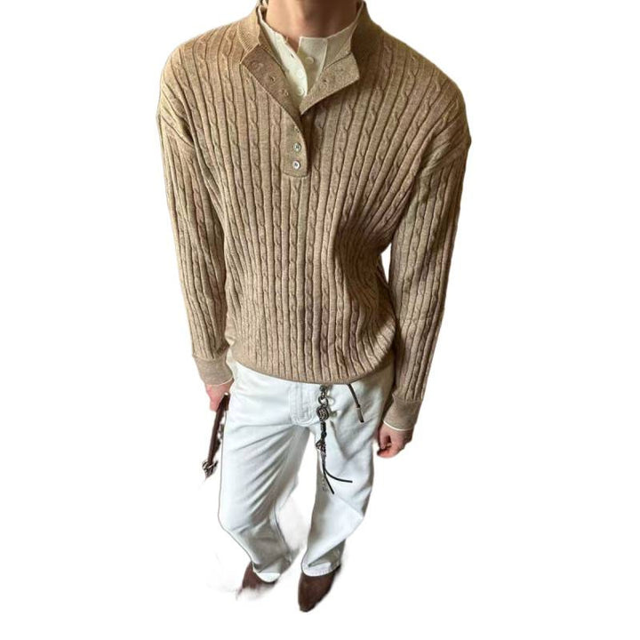 Men's fine-knit sweater with decorative button details Lisslune