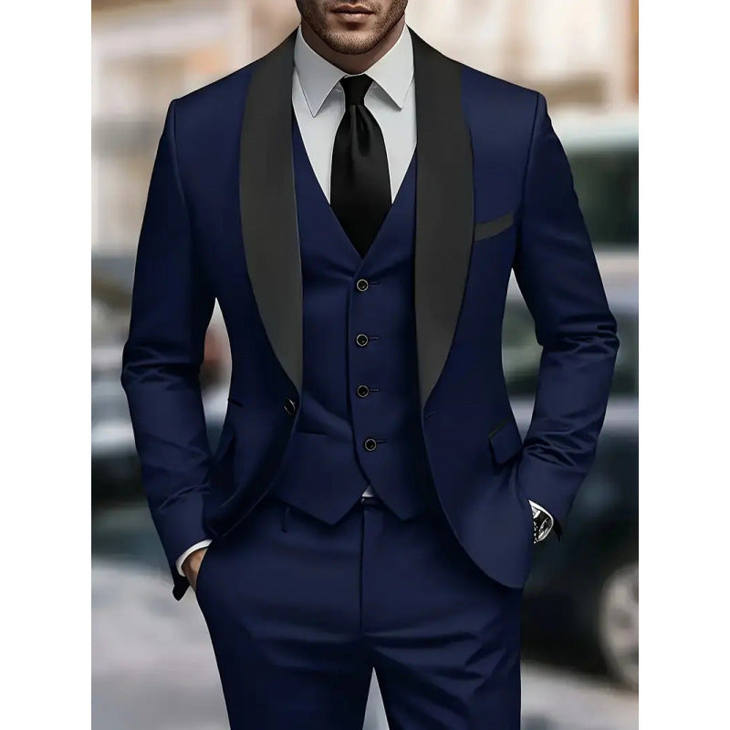 Men's elegant suit with slim fit and luxurious satin lapel Lisslune