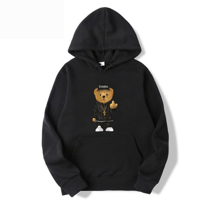Women’s hoodie with artistic bear design and kangaroo pocket Lisslune