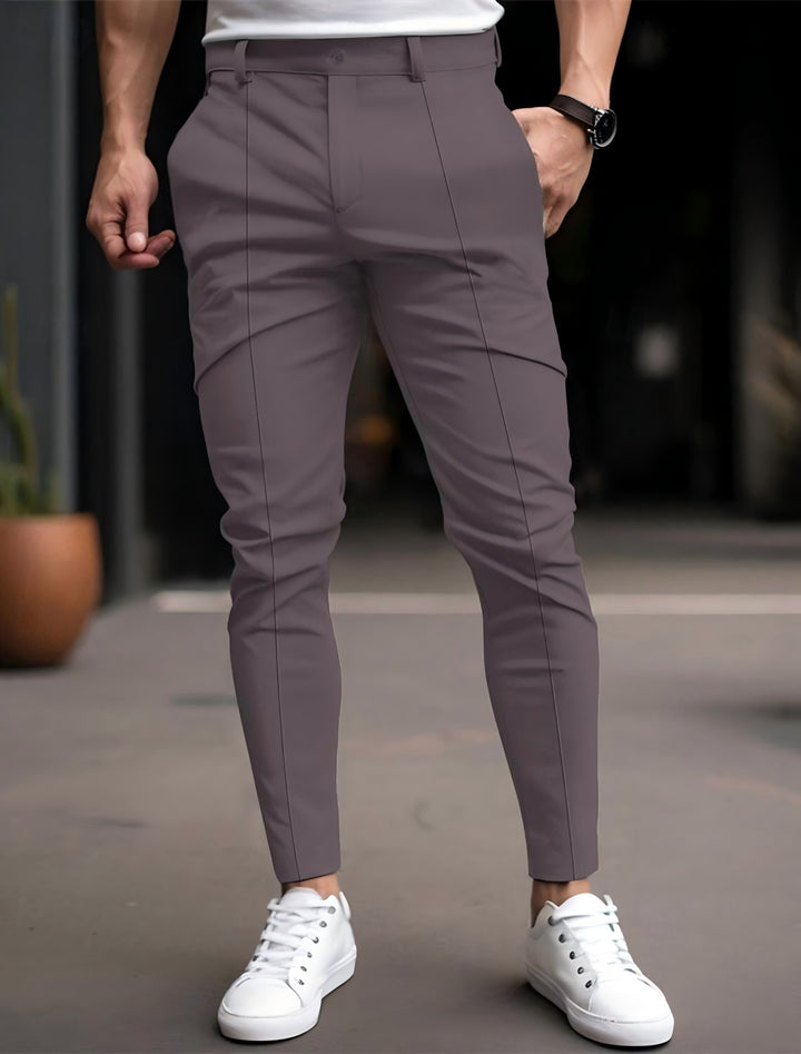 Men's stylish slim-fit chinos with elastic waistband and versatile pockets Lisslune