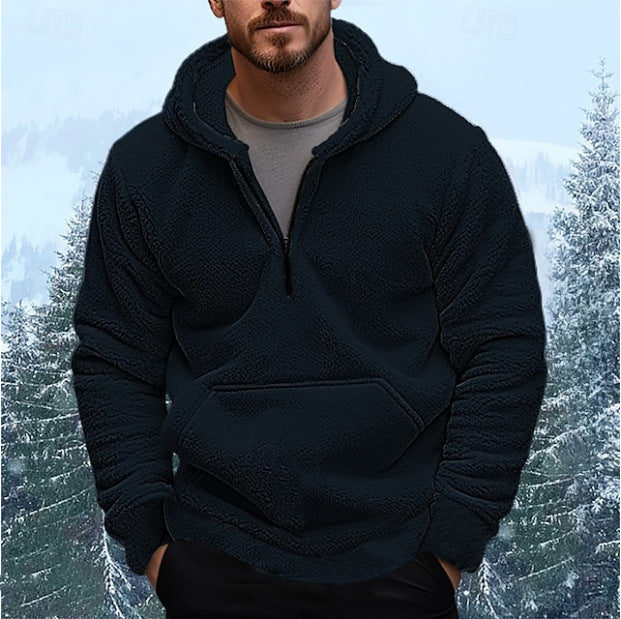 Men's fleece hoodie with deep zipper and practical kangaroo pocket Lisslune