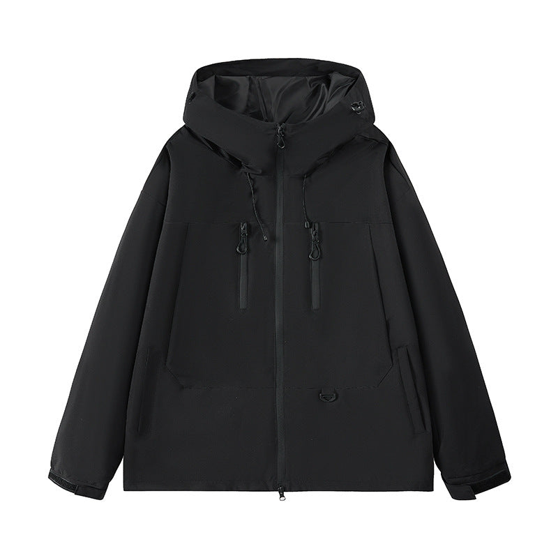 Men's water-repellent outdoor jacket with adjustable hood and multifunctional pockets Lisslune