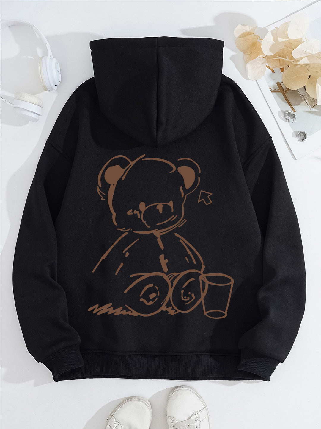 Women's Hoodie with Casual Bear Design Lisslune