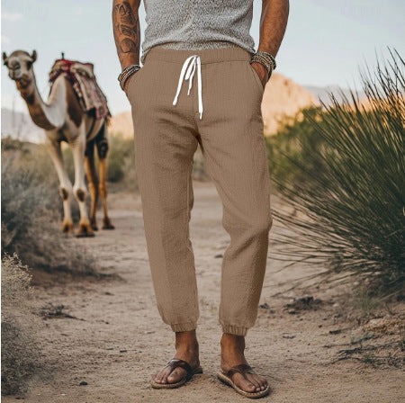 Men's casual travel cargo pants with elastic waistband and practical pockets Lisslune