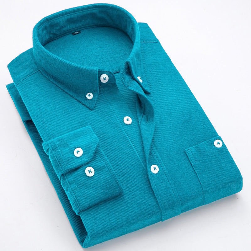 Men's cord shirts with button-down collar and patch chest pocket Lisslune