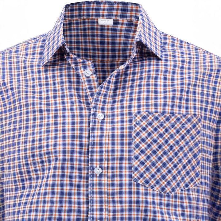 Men's long sleeve shirt with modern check pattern and chest pocket Lisslune