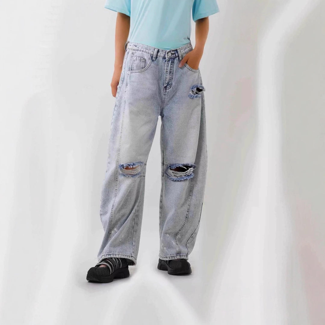 Damen weit geschnittene Destroyed Jeans Lisslune