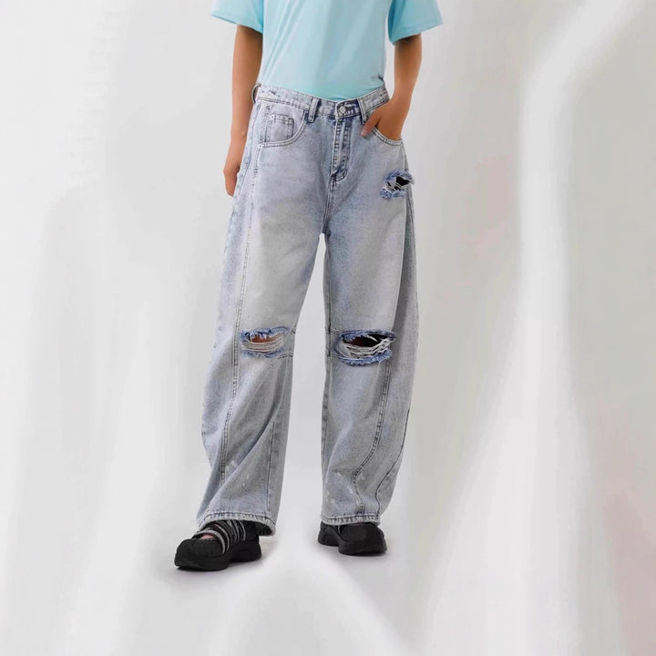 Damen weit geschnittene Destroyed Jeans Lisslune