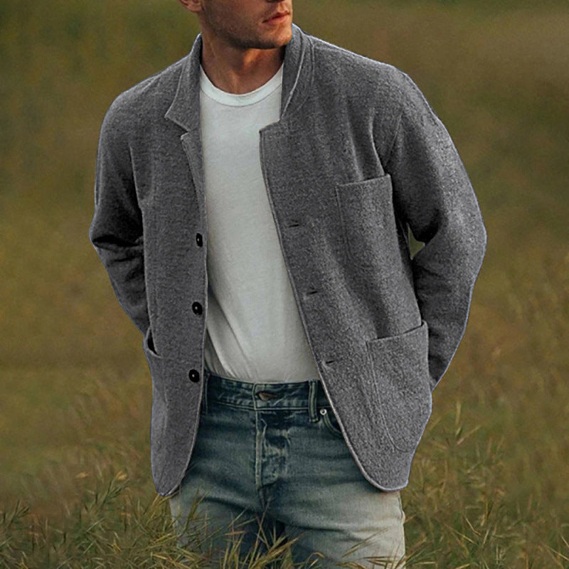 Men's Casual Linen Blazer with Patch Pockets Lisslune