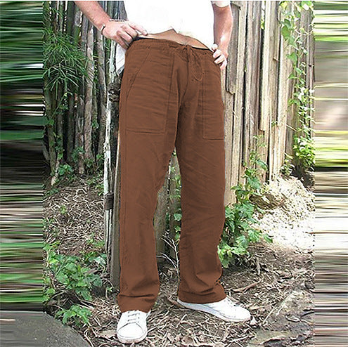 Men's casual leisure pants with practical drawstring and deep pockets Lisslune