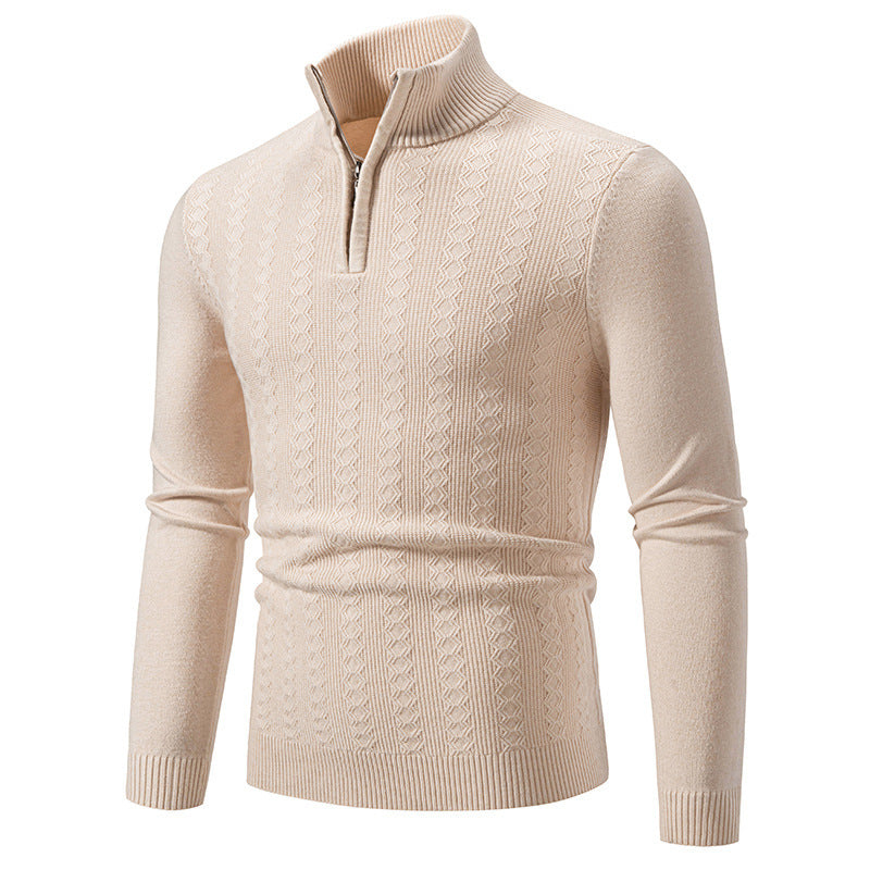 Men's Fashionable Turtleneck Sweater with Elegant Structural Pattern Lisslune