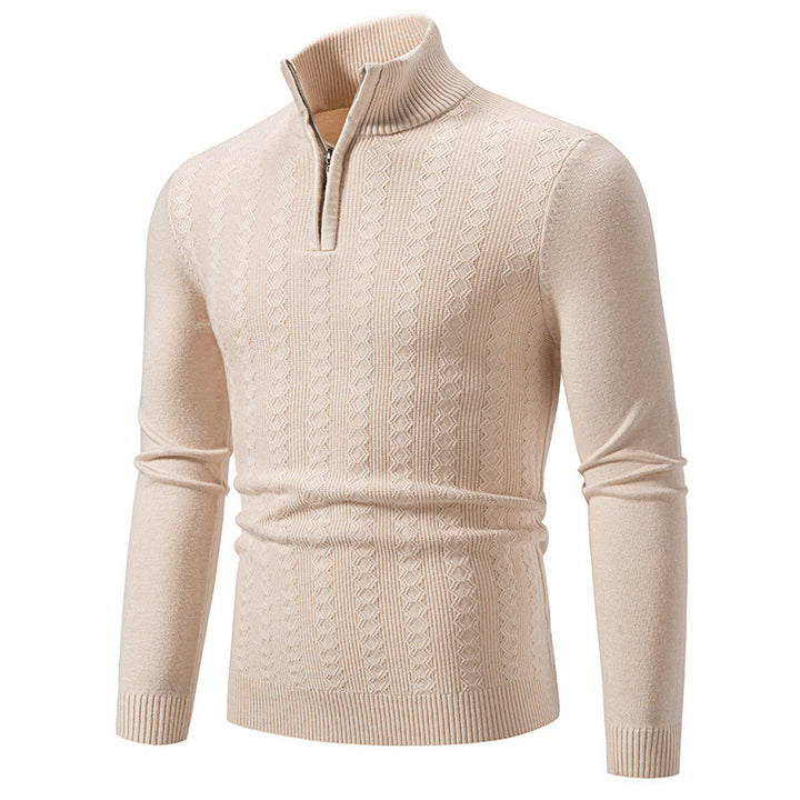 Men's Fashionable Turtleneck Sweater with Elegant Structural Pattern Lisslune