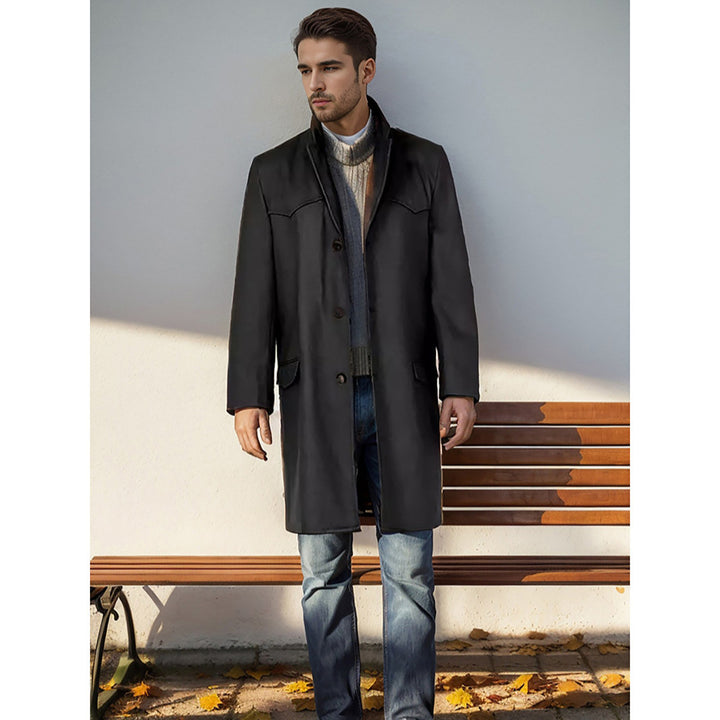 Men's elegant long coat in classic western style with high-quality details Lisslune