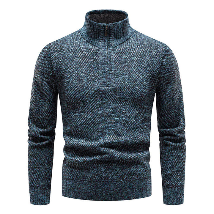 Men's Stylish Knit Sweater with High Collar and Textured Design Lisslune