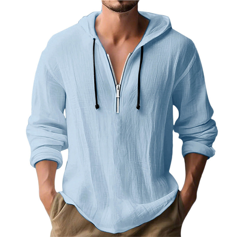 Men's casual hoodie with half-length zipper and breathable fabric Lisslune