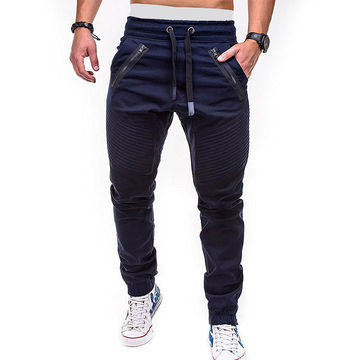 Men's fashionable jogging pants with zipper and elastic waistband Lisslune