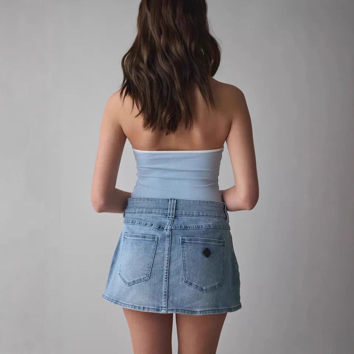 Women's denim mini skirt with high-quality pockets and modern fit Lisslune