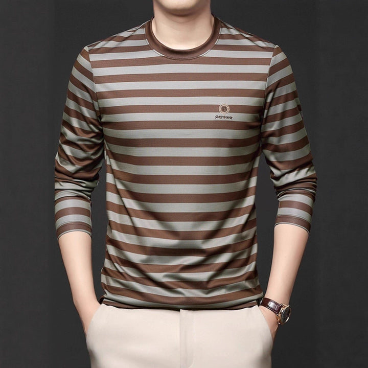 Men's Long Sleeve Shirt with Modern Stripe Pattern Lisslune