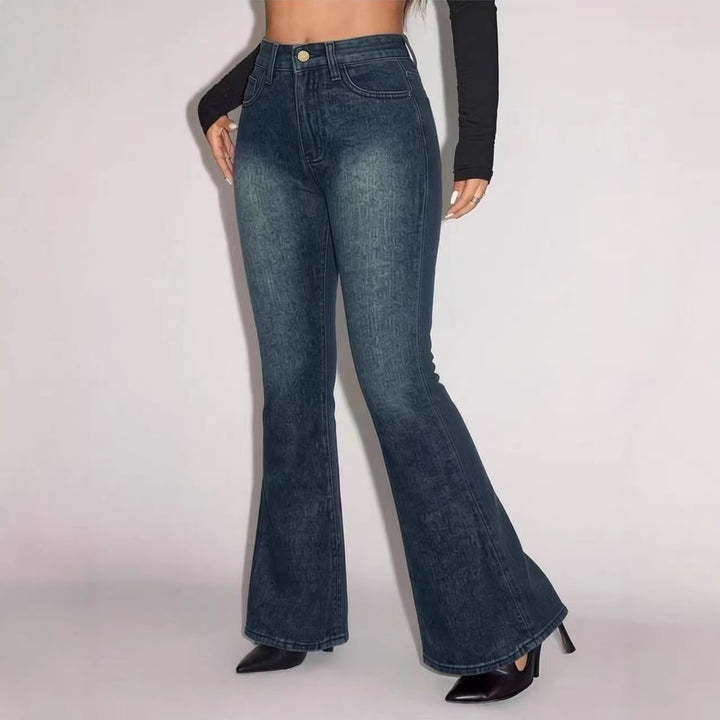 Women Flared Jeans with High Waist and Unique Structure Design Lisslune