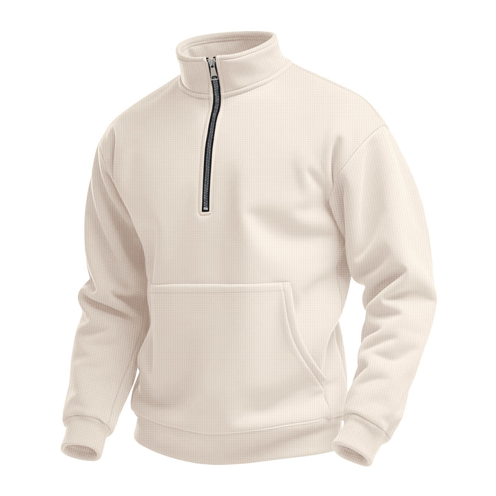 Men's fleece pullover with stand-up collar and practical kangaroo pocket Lisslune