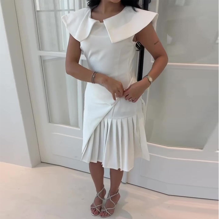 Women's wrap dress with pleated hem and elegant collar details Lisslune