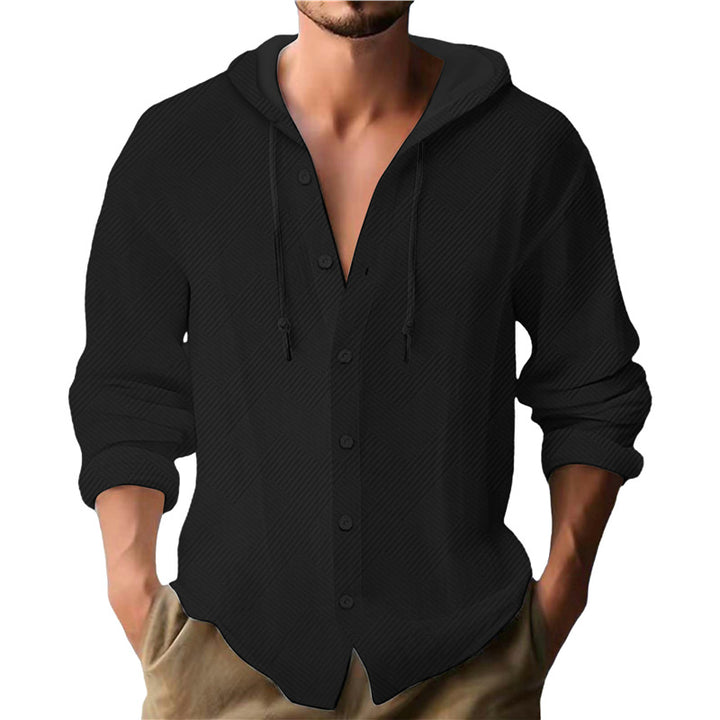 Men's Hooded Blouse with Textured Design Lisslune