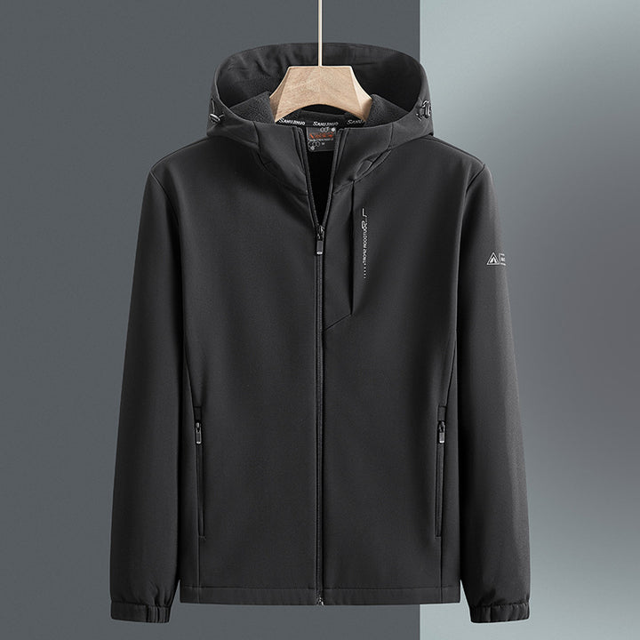 Men's Softshell Jacket with Breathable Properties and Adjustable Hood Collar Lisslune