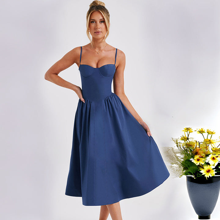 Women's midi dress with fitted bodice and flowing skirt Lisslune