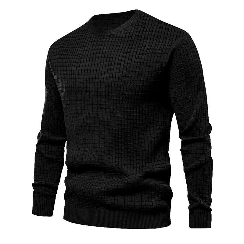 Men's high-quality knit sweater with textured design and classic round neck Lisslune