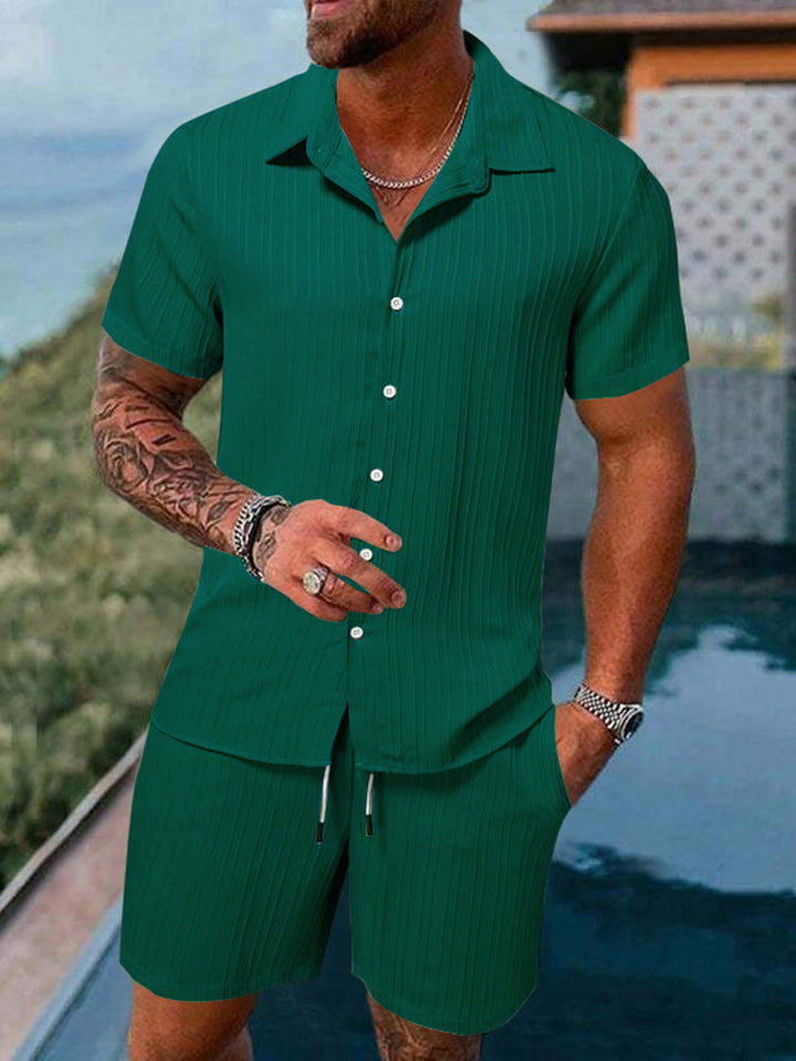 Men's casual short-sleeve set with textured surface Lisslune