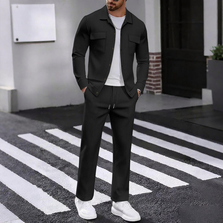 Men's casual tracksuit with textured top and elastic waistband Lisslune