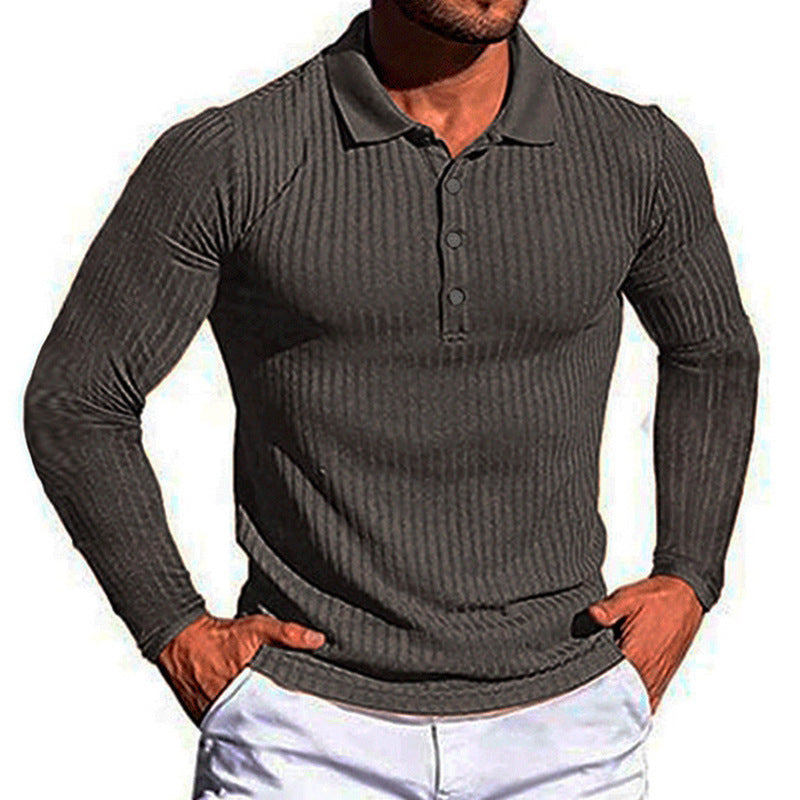 Men's elegant long-sleeved polo shirt in structured design Lisslune