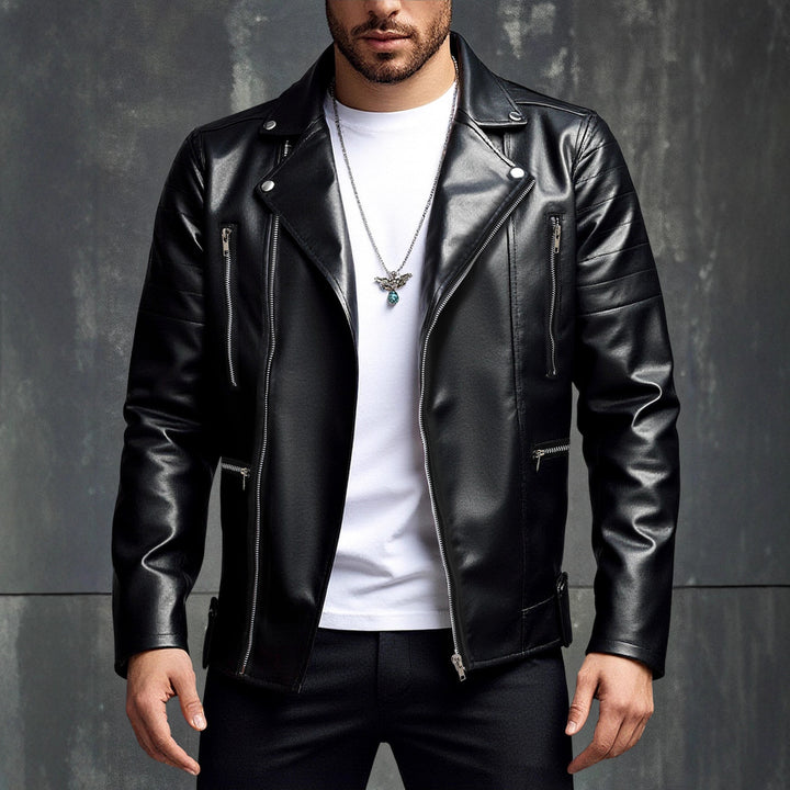 Men's stylish biker jacket made of high-quality synthetic leather Lisslune