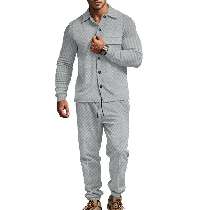 Men's casual pajama set with elegant button details Lisslune