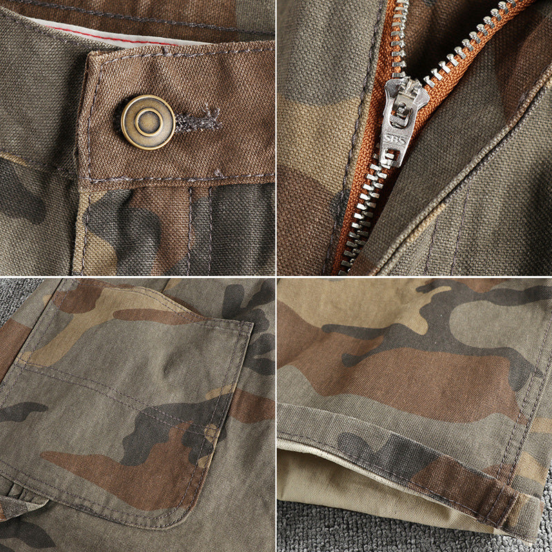 Men's cargo pants in modern camouflage design with multifunctional pockets Lisslune
